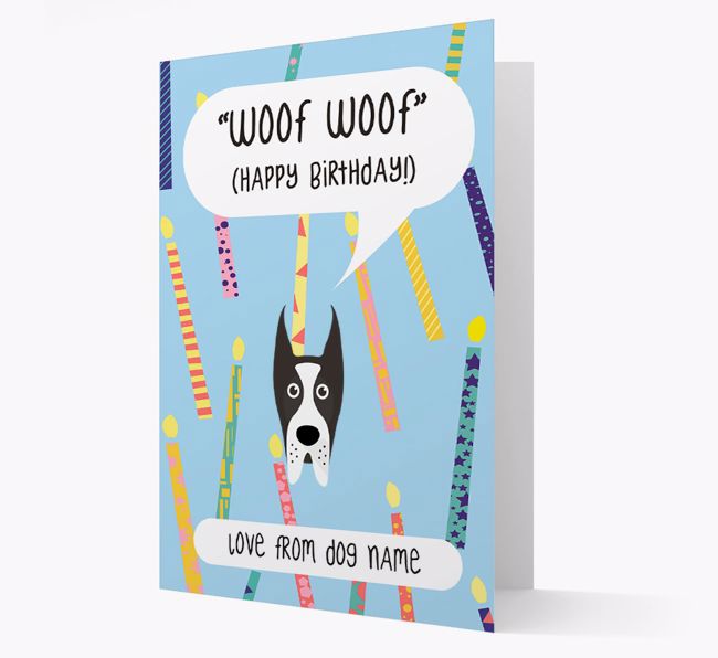 Personalised 'Woof Woof' Birthday Card with {breedFullName} Icon